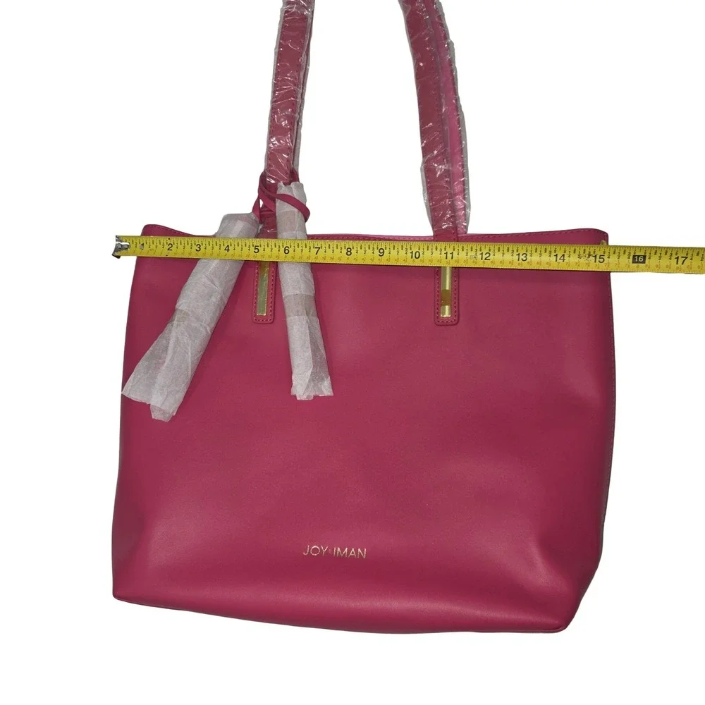 JOY & IMAN Tassel Chic Leather Handbag with Leather Wrislet, Raspberry, Medium